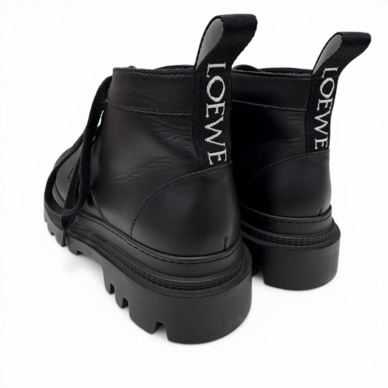 Loewe Mid Cut Combat Boots Leather Short Black — view 6