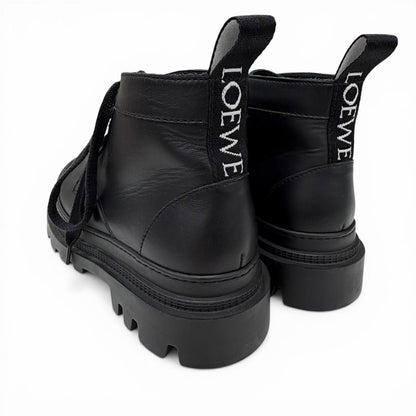 Loewe Mid Cut Combat Boots Leather Short Black — view 6
