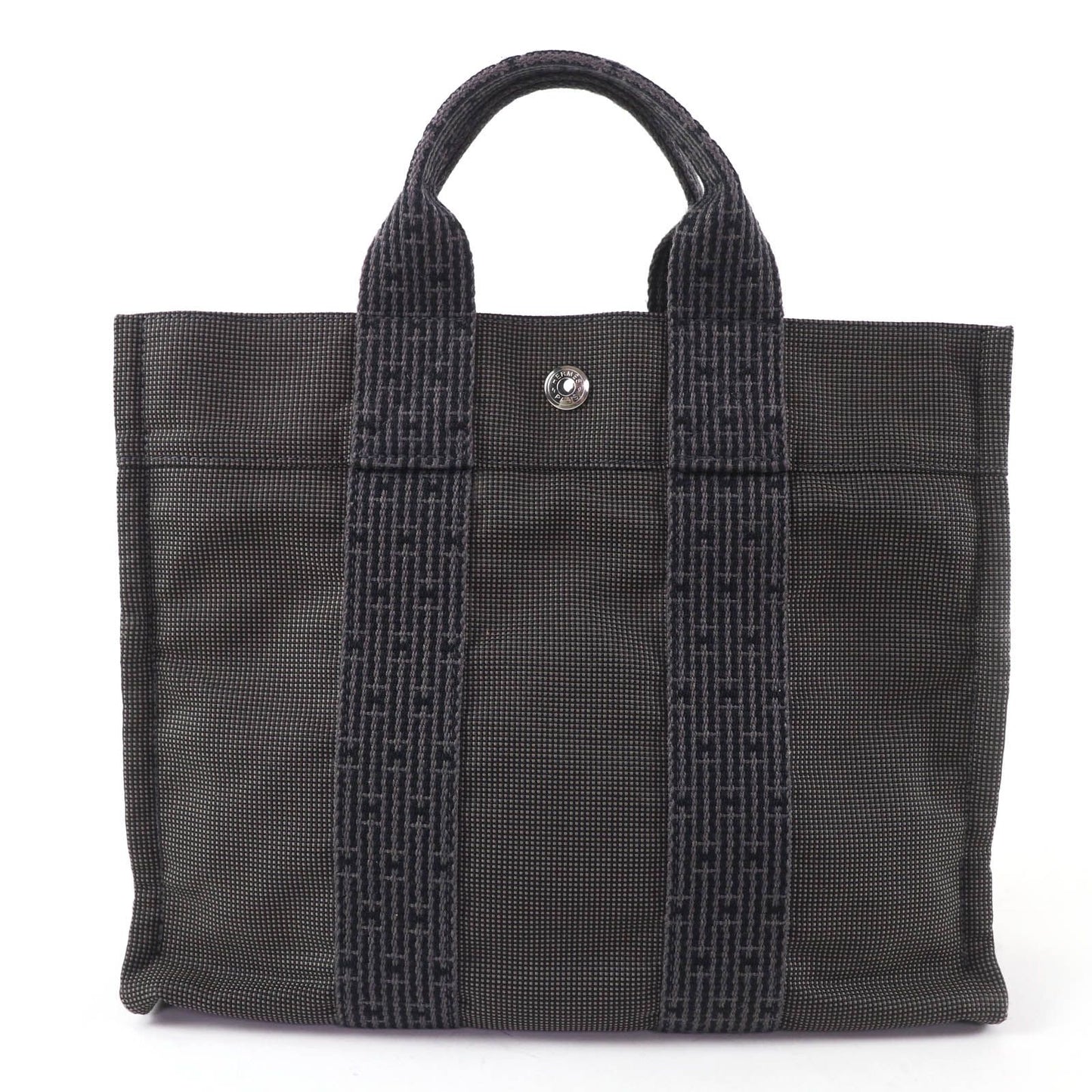 Hermes Her Line PM Key with Cadena Series Canvas Tote Gray