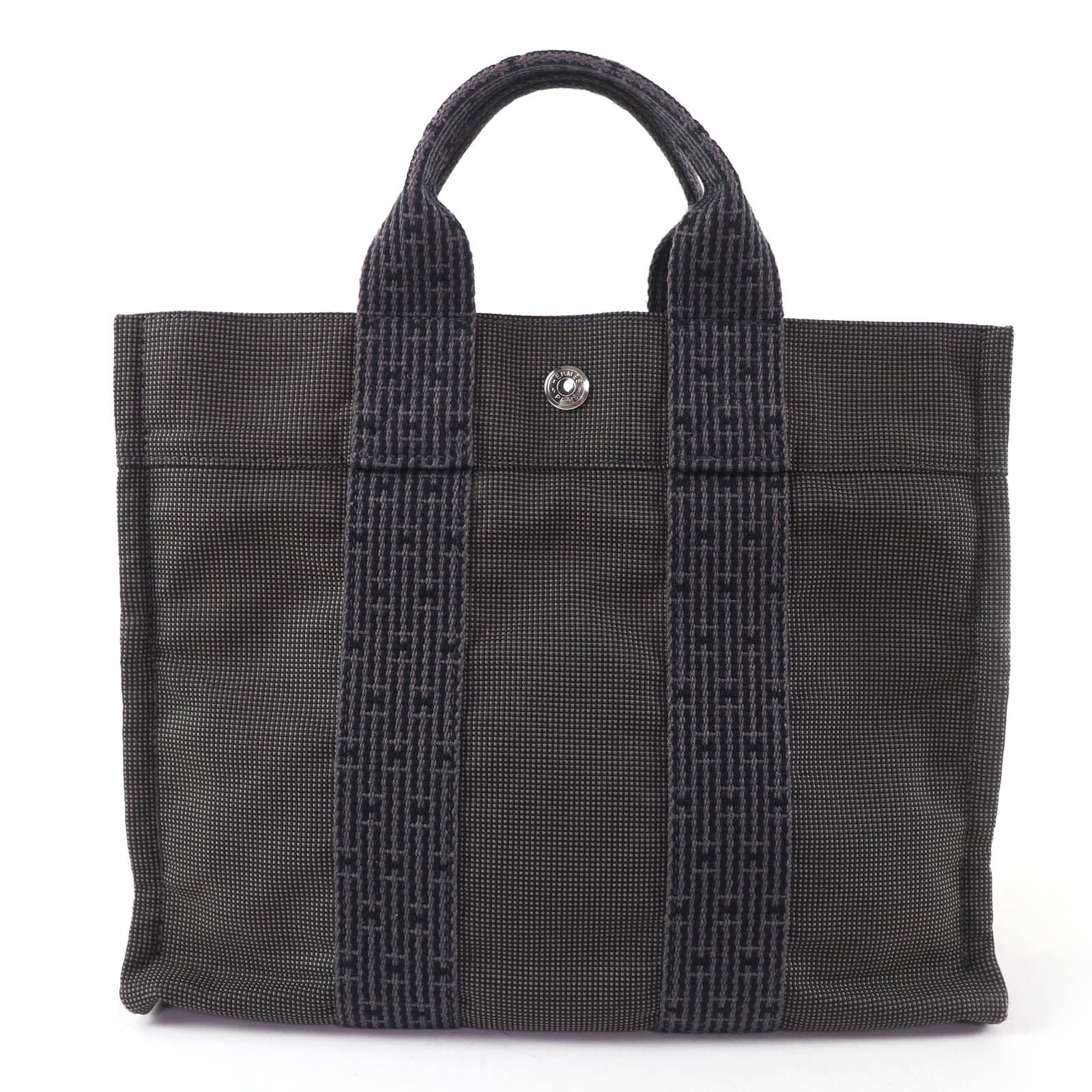 Hermes Her Line PM Key with Cadena Series Canvas Tote Gray