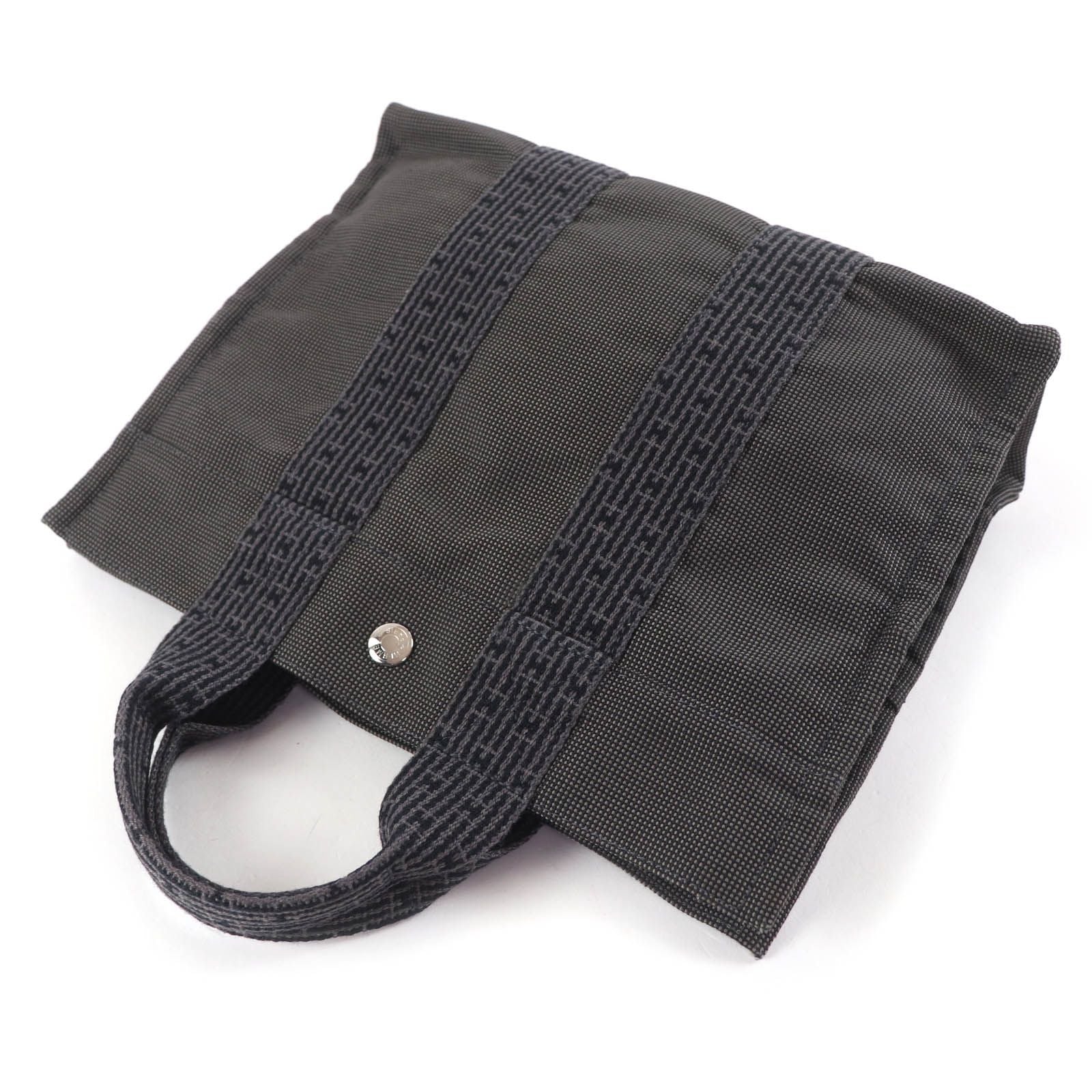 Hermes Her Line PM Key with Cadena Series Canvas Tote Gray — view 4