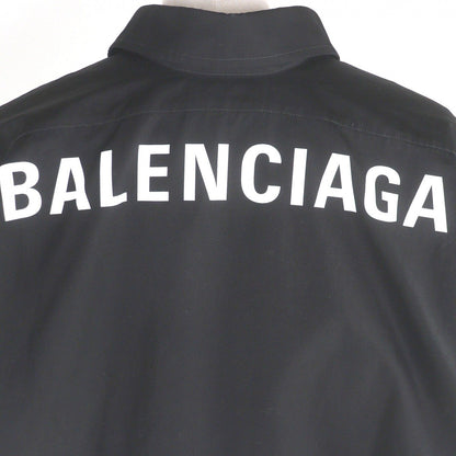Balenciaga Cotton 100% Back Logo Oversized Button Down Jacket Long Sleeve Shirt — view 5