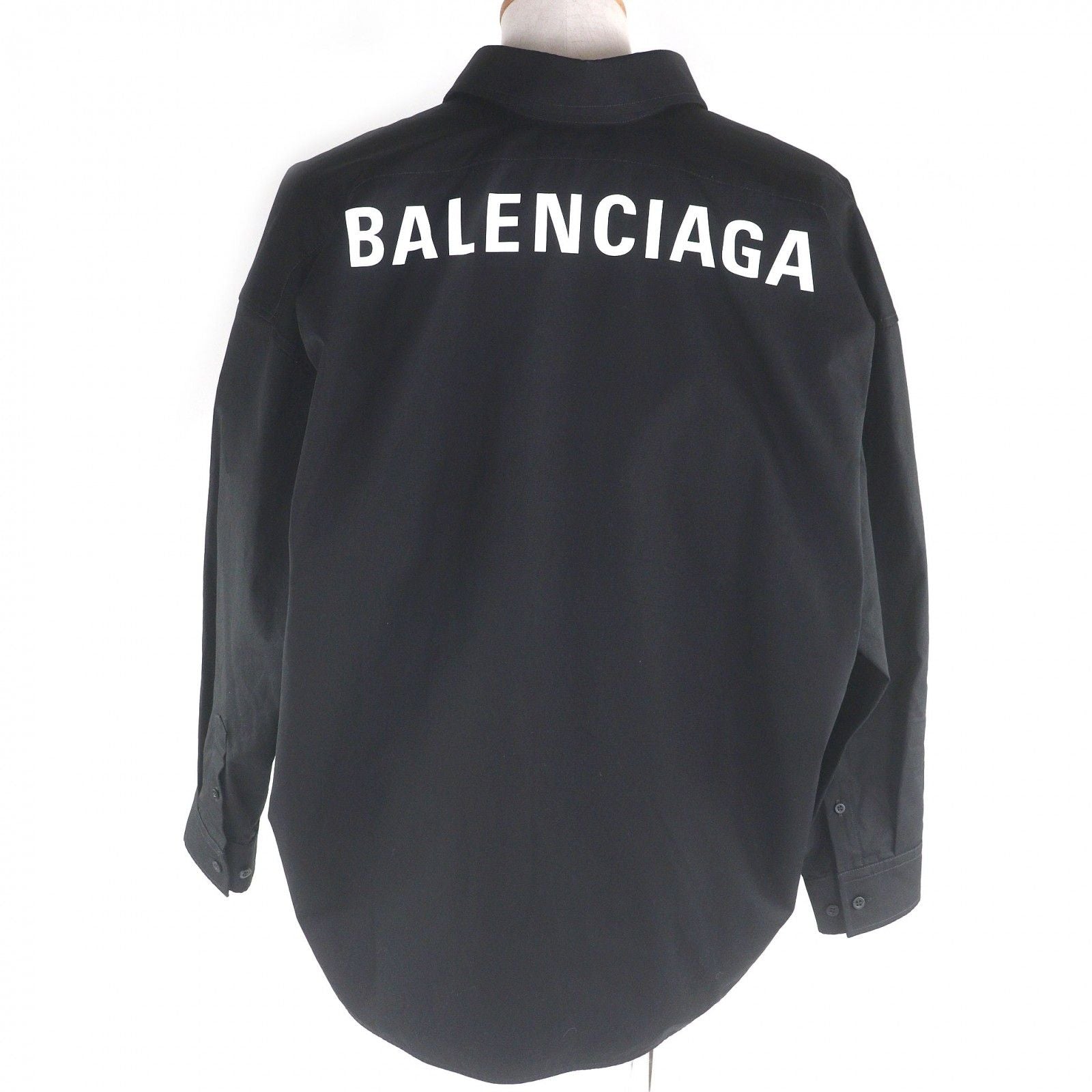 Balenciaga Cotton 100% Back Logo Oversized Button Down Jacket Long Sleeve Shirt — view 4