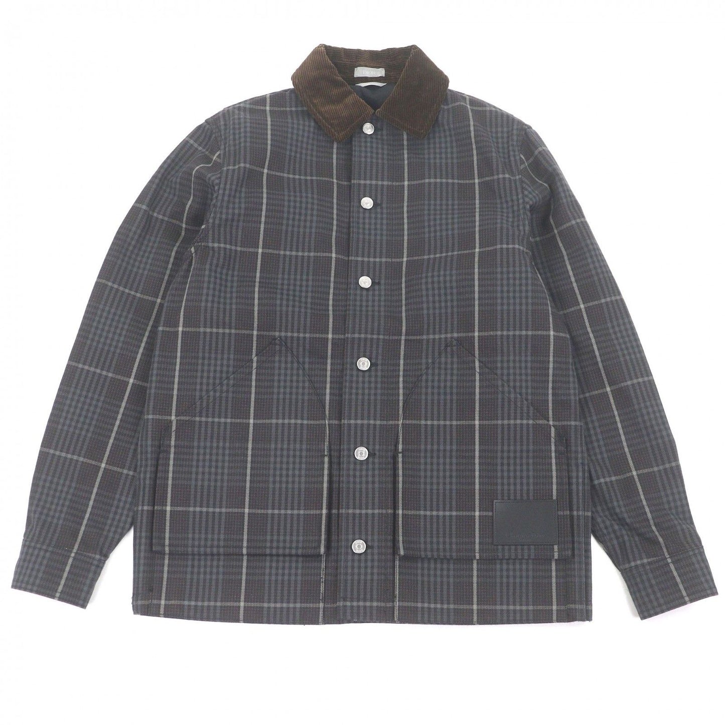 Dior Homme Plaid Collar Corduroy Coveralls Jacket Gray 44