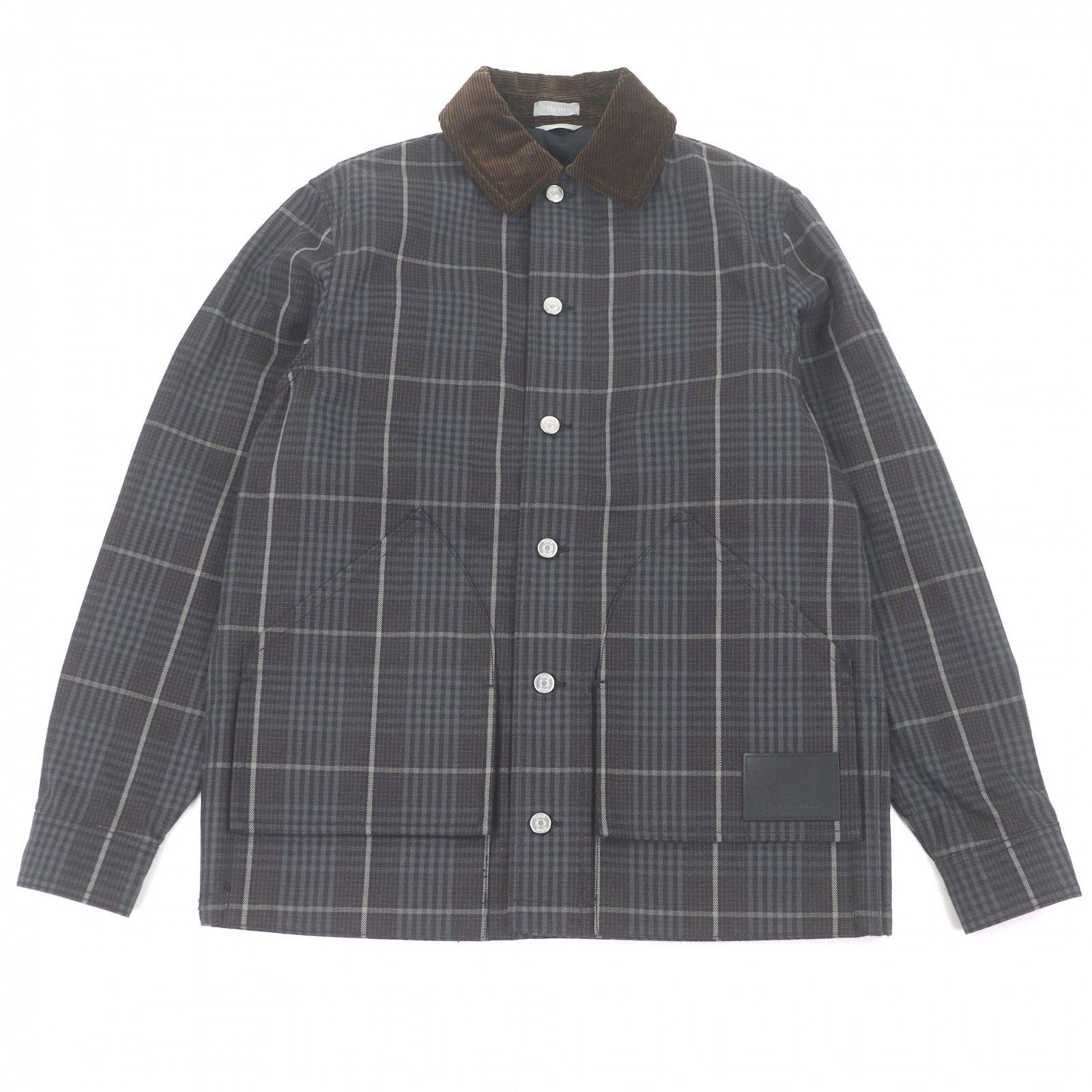 Dior Homme Plaid Collar Corduroy Coveralls Jacket Gray 44
