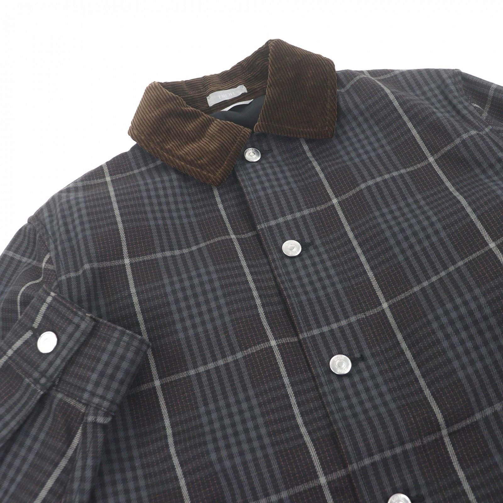 Dior Homme Plaid Collar Corduroy Coveralls Jacket Gray 44 — view 2