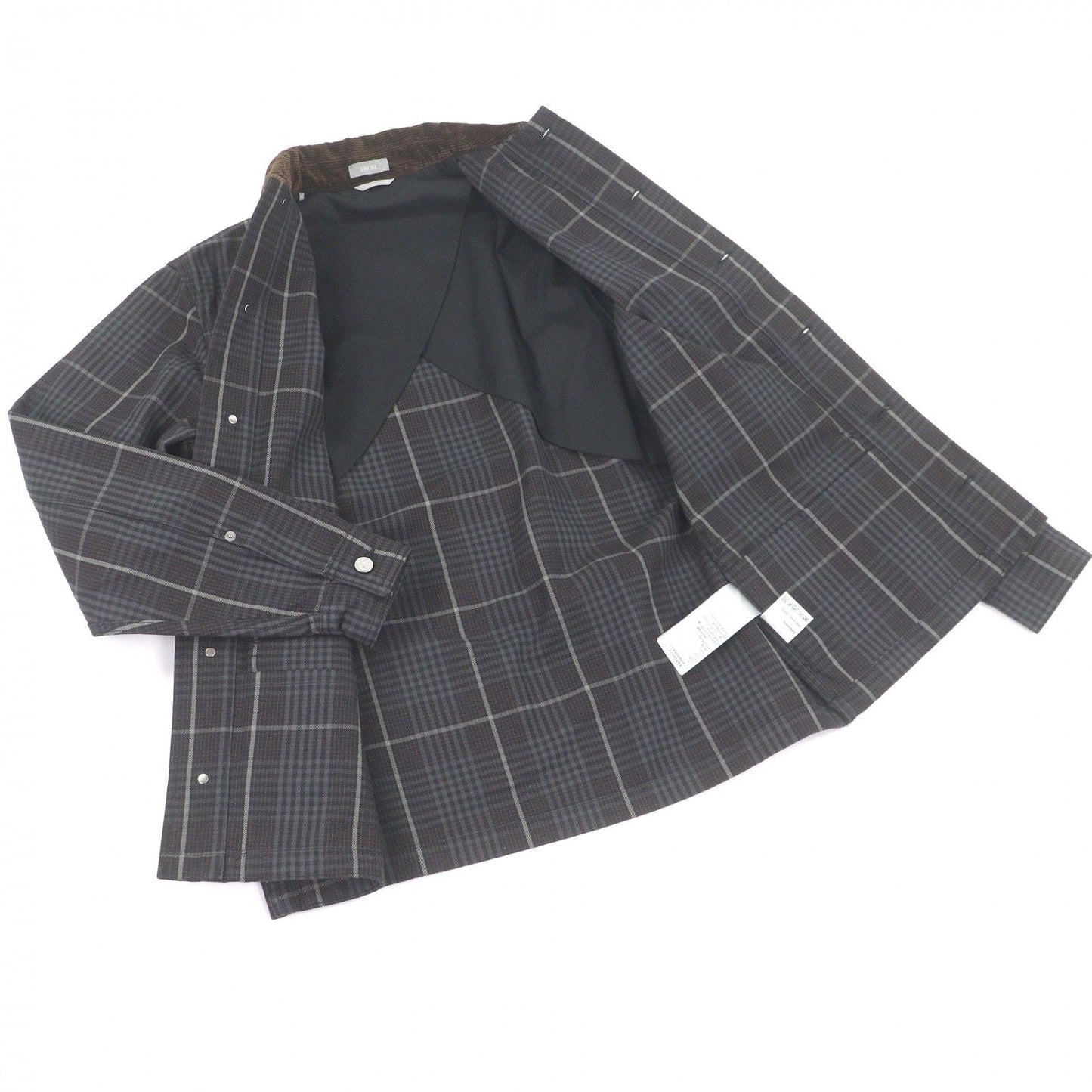 Dior Homme Plaid Collar Corduroy Coveralls Jacket Gray 44 — view 3