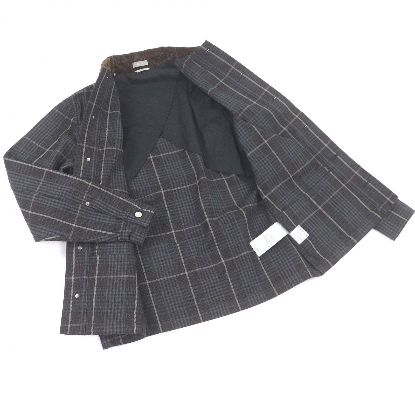 Dior Homme Plaid Collar Corduroy Coveralls Jacket Gray 44 — view 3
