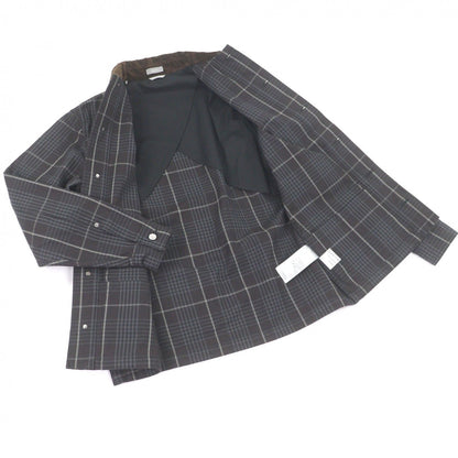 Dior Homme Plaid Collar Corduroy Coveralls Jacket Gray 44 — view 3