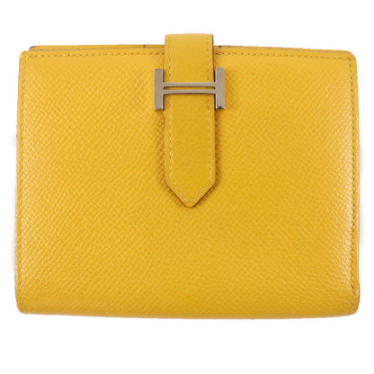 Hermes Bearn Compact Veau Epsom Joan Ambre Silver Wallet Bifold