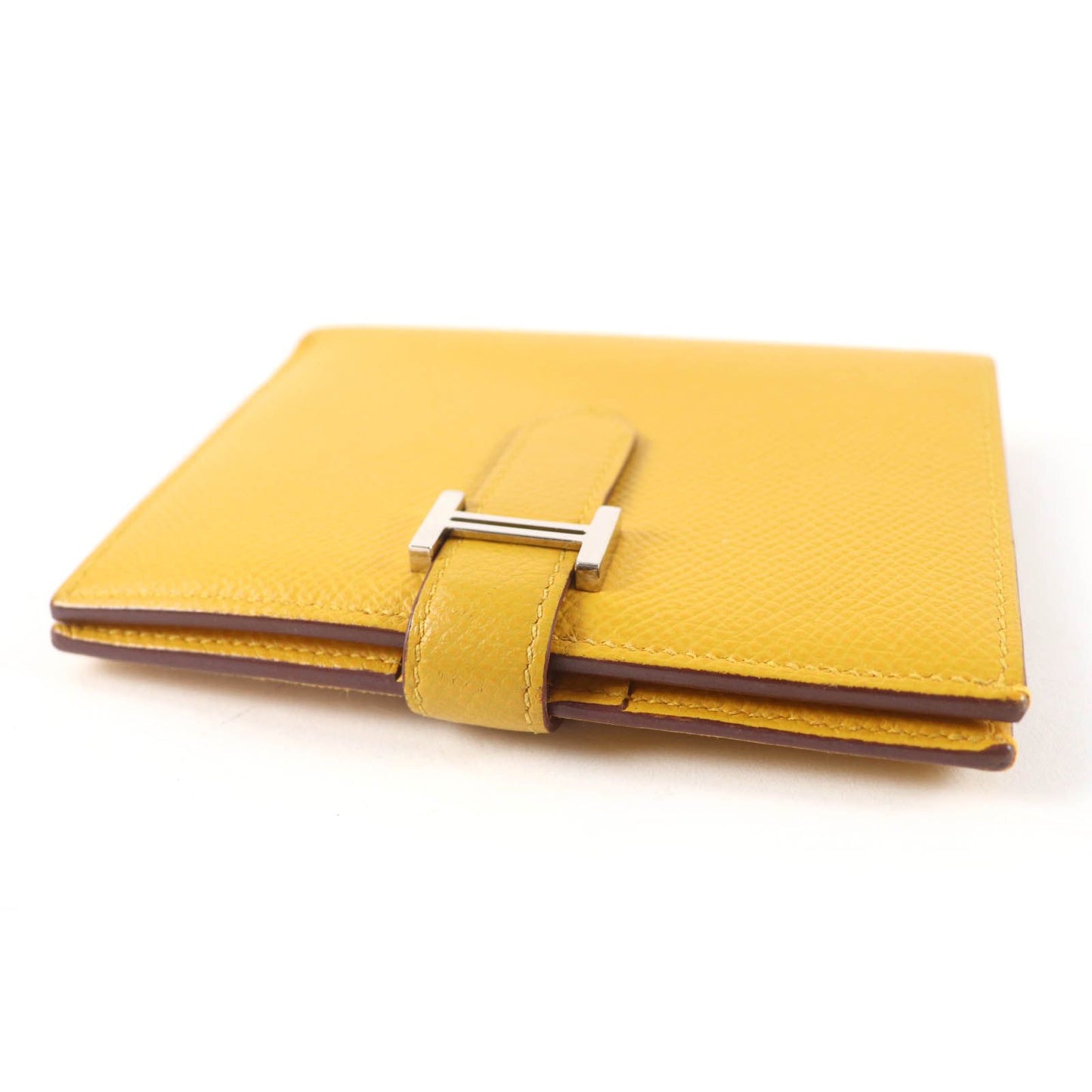 Hermes Bearn Compact Veau Epsom Joan Ambre Silver Wallet Bifold — view 4