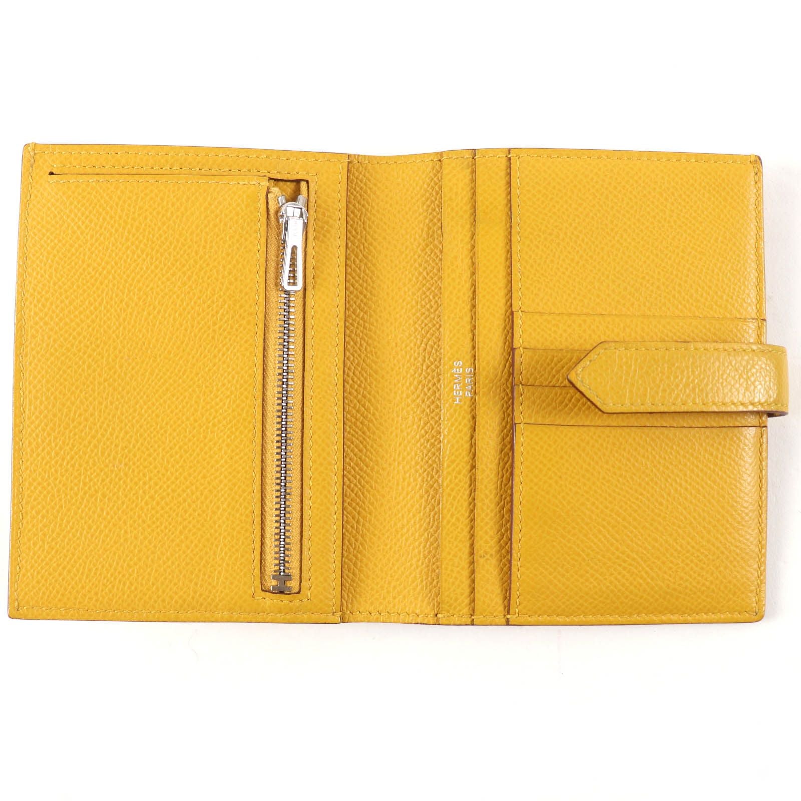 Hermes Bearn Compact Veau Epsom Joan Ambre Silver Wallet Bifold — view 5
