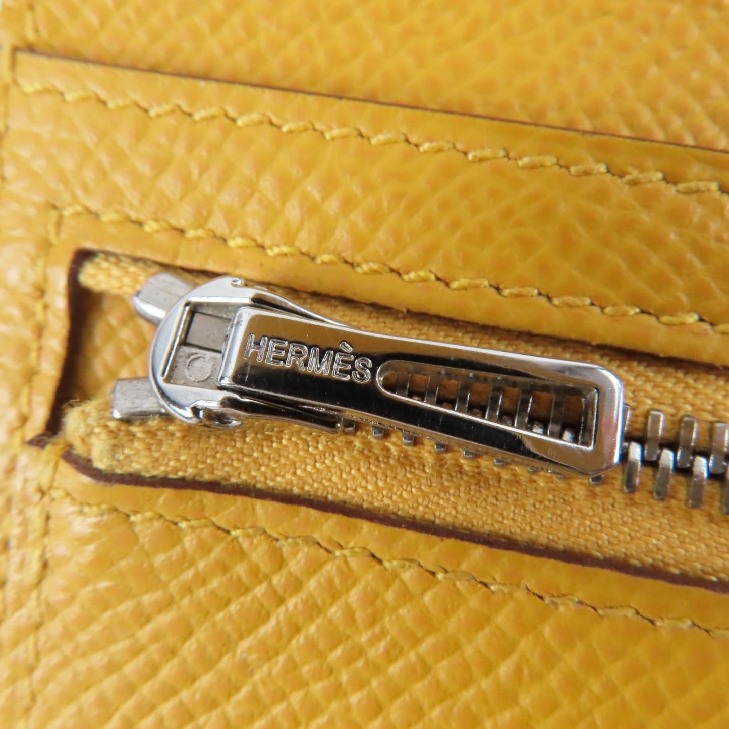 Hermes Bearn Compact Veau Epsom Joan Ambre Silver Wallet Bifold — view 8