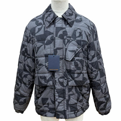Louis Vuitton Monogram Flower Quilted Double Zip Up Jacket Gray Black 50