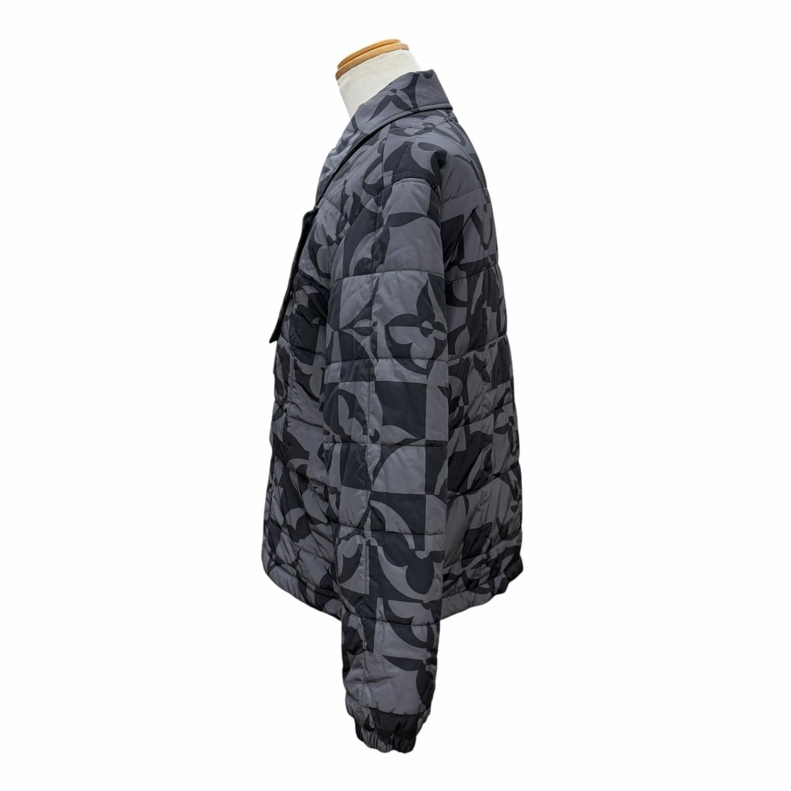Louis Vuitton Monogram Flower Quilted Double Zip Up Jacket Gray Black 50 — view 3