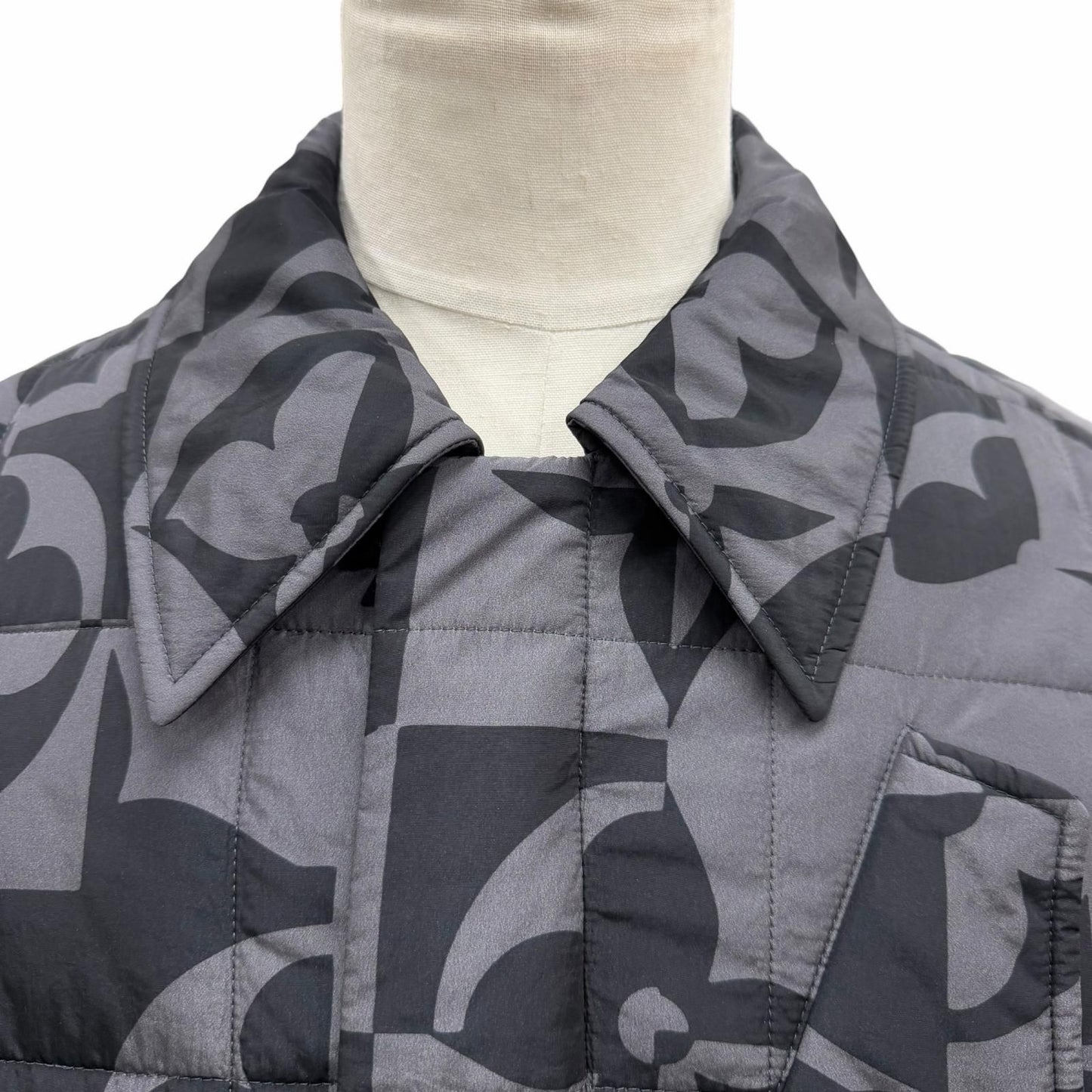 Louis Vuitton Monogram Flower Quilted Double Zip Up Jacket Gray Black 50 — view 2