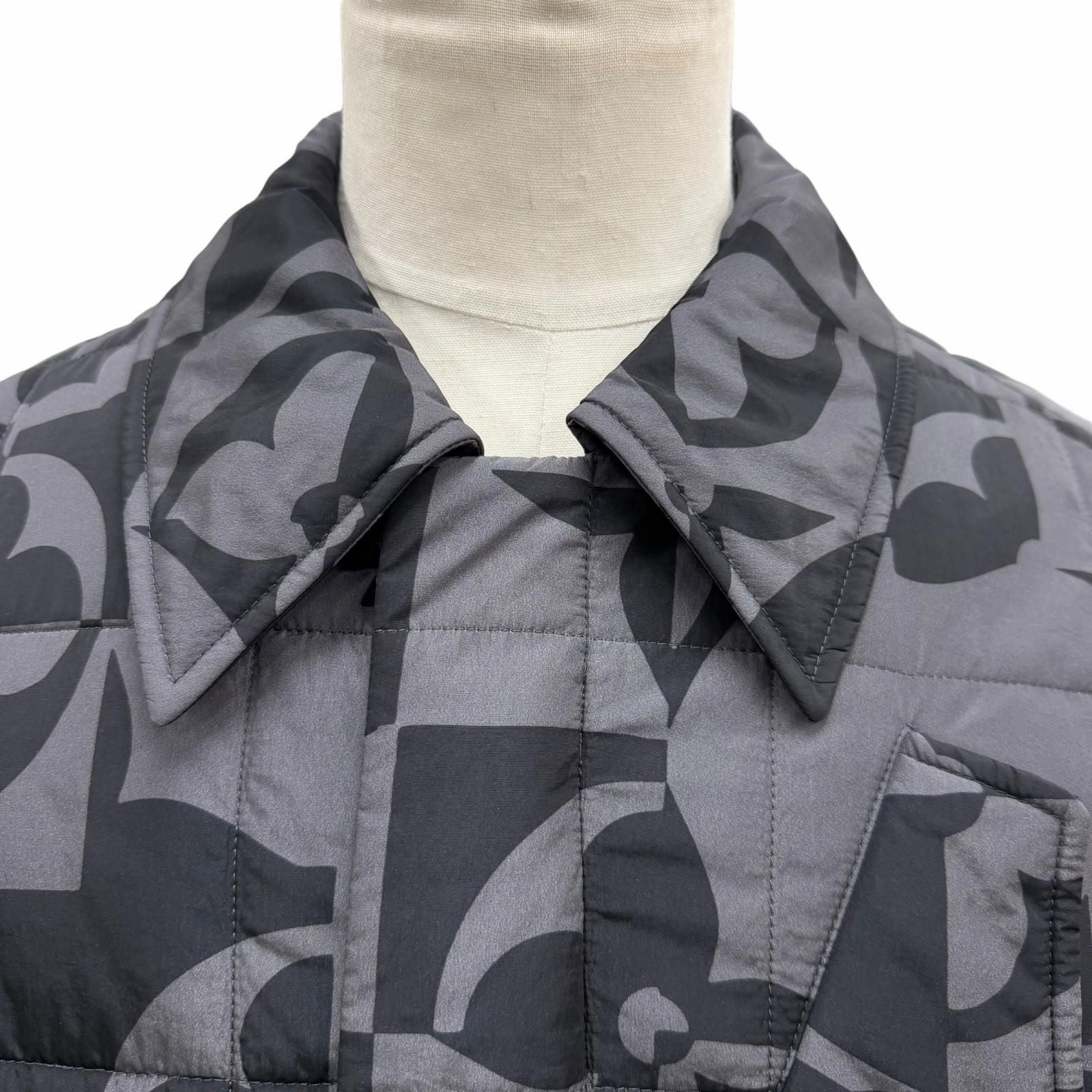 Louis Vuitton Monogram Flower Quilted Double Zip Up Jacket Gray Black 50 — view 2