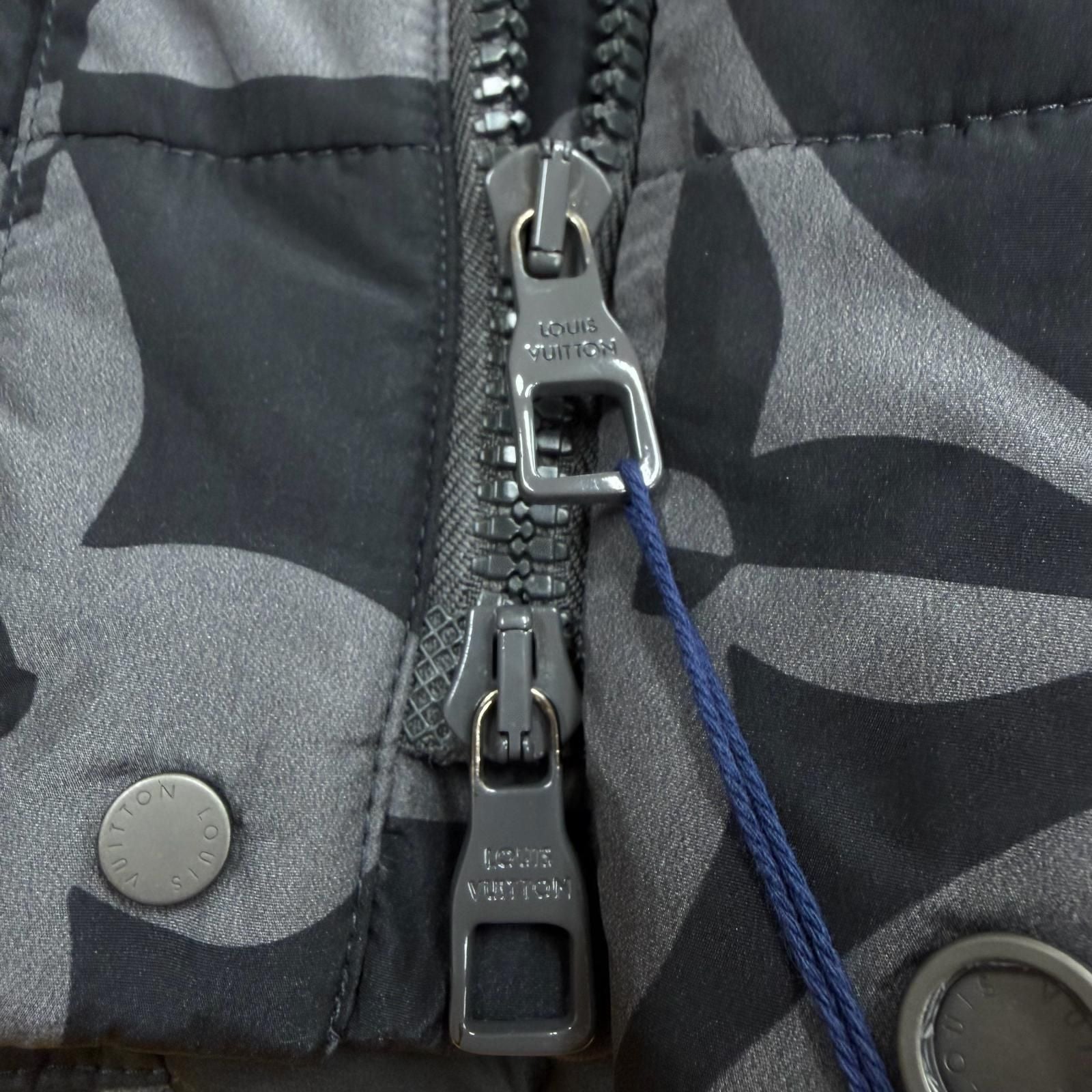 Louis Vuitton Monogram Flower Quilted Double Zip Up Jacket Gray Black 50 — view 7