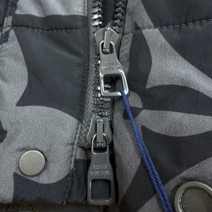 Louis Vuitton Monogram Flower Quilted Double Zip Up Jacket Gray Black 50 — view 7