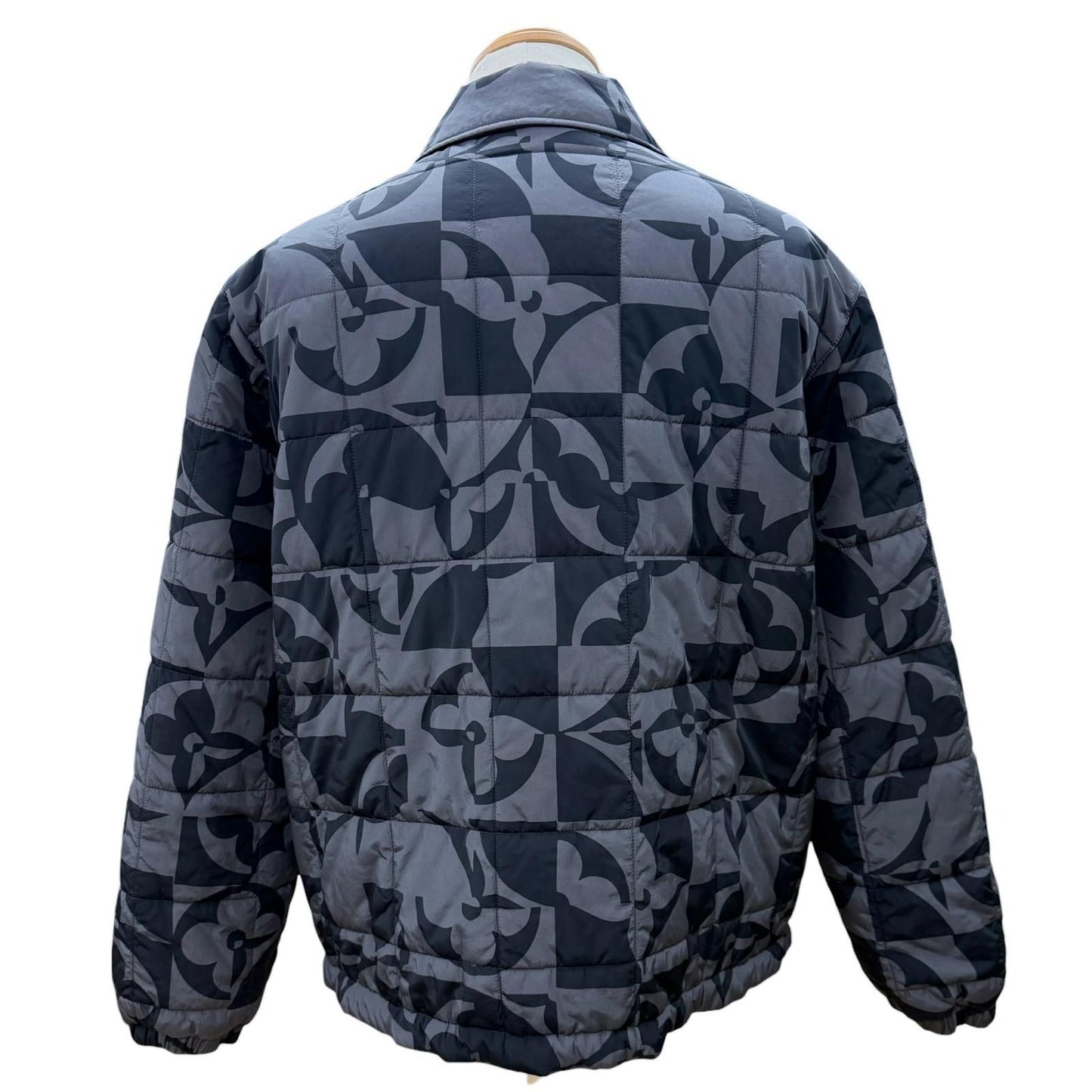 Louis Vuitton Monogram Flower Quilted Double Zip Up Jacket Gray Black 50 — view 4