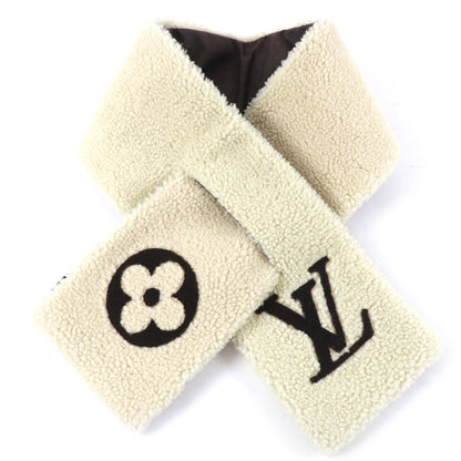 Louis Vuitton LV Logo Shearling Fur Tippet Shawl Scarf Ivory — view 3