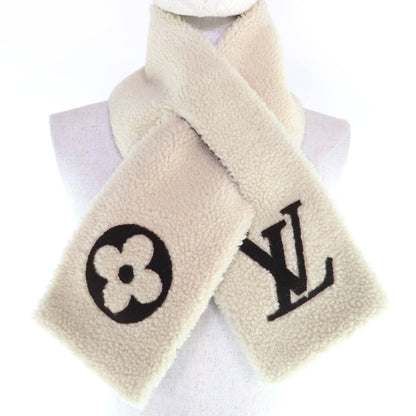 Louis Vuitton LV Logo Shearling Fur Tippet Shawl Scarf Ivory — view 6
