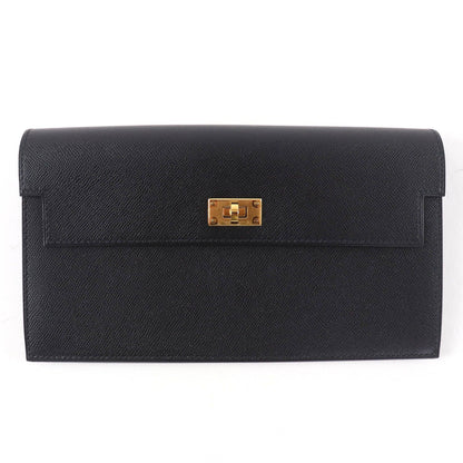 Hermes Kelly Pocket Long Veau Epsom Gold Wallet Black