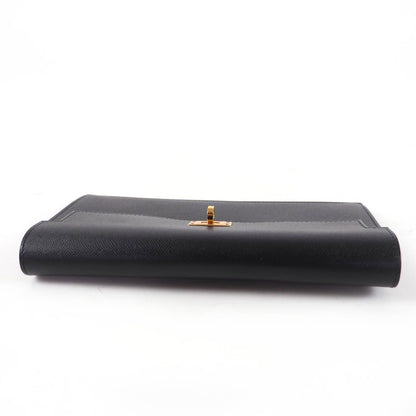 Hermes Kelly Pocket Long Veau Epsom Gold Wallet Black — view 5