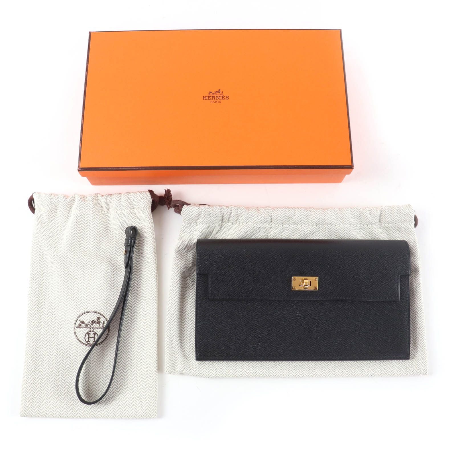 Hermes Kelly Pocket Long Veau Epsom Gold Wallet Black — view 2