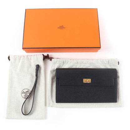 Hermes Kelly Pocket Long Veau Epsom Gold Wallet Black — view 2