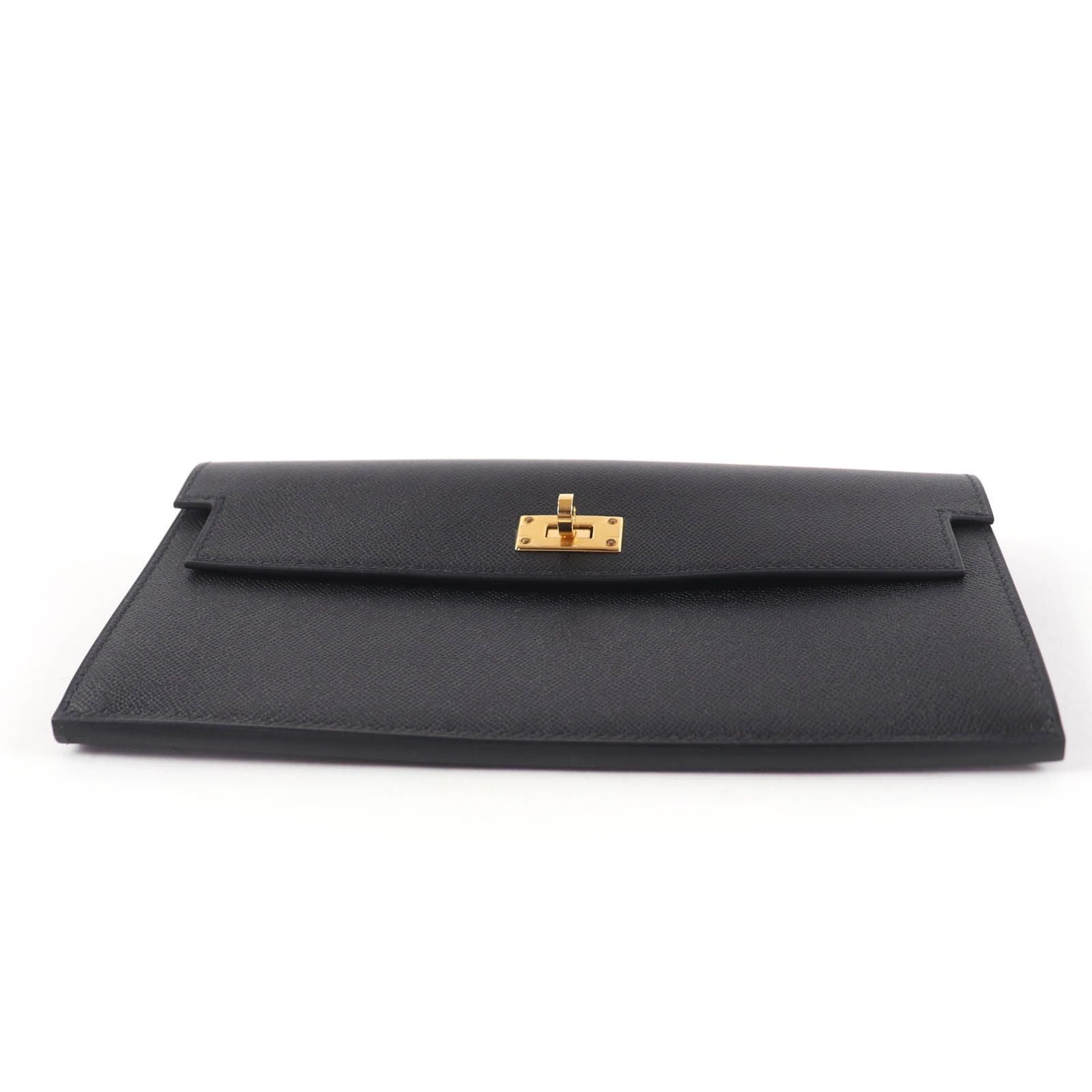 Hermes Kelly Pocket Long Veau Epsom Gold Wallet Black — view 4