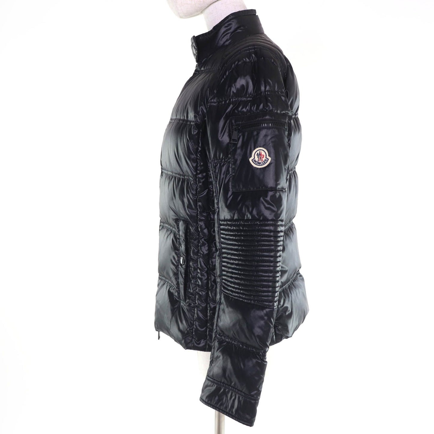Moncler Sangatte Logo Patch Zip Up Jacket Black 3 — view 2