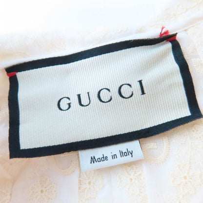 Gucci Cotton GG Flower Embroidered Short Sleeve Shirt Blouse Ivory 36 — view 6