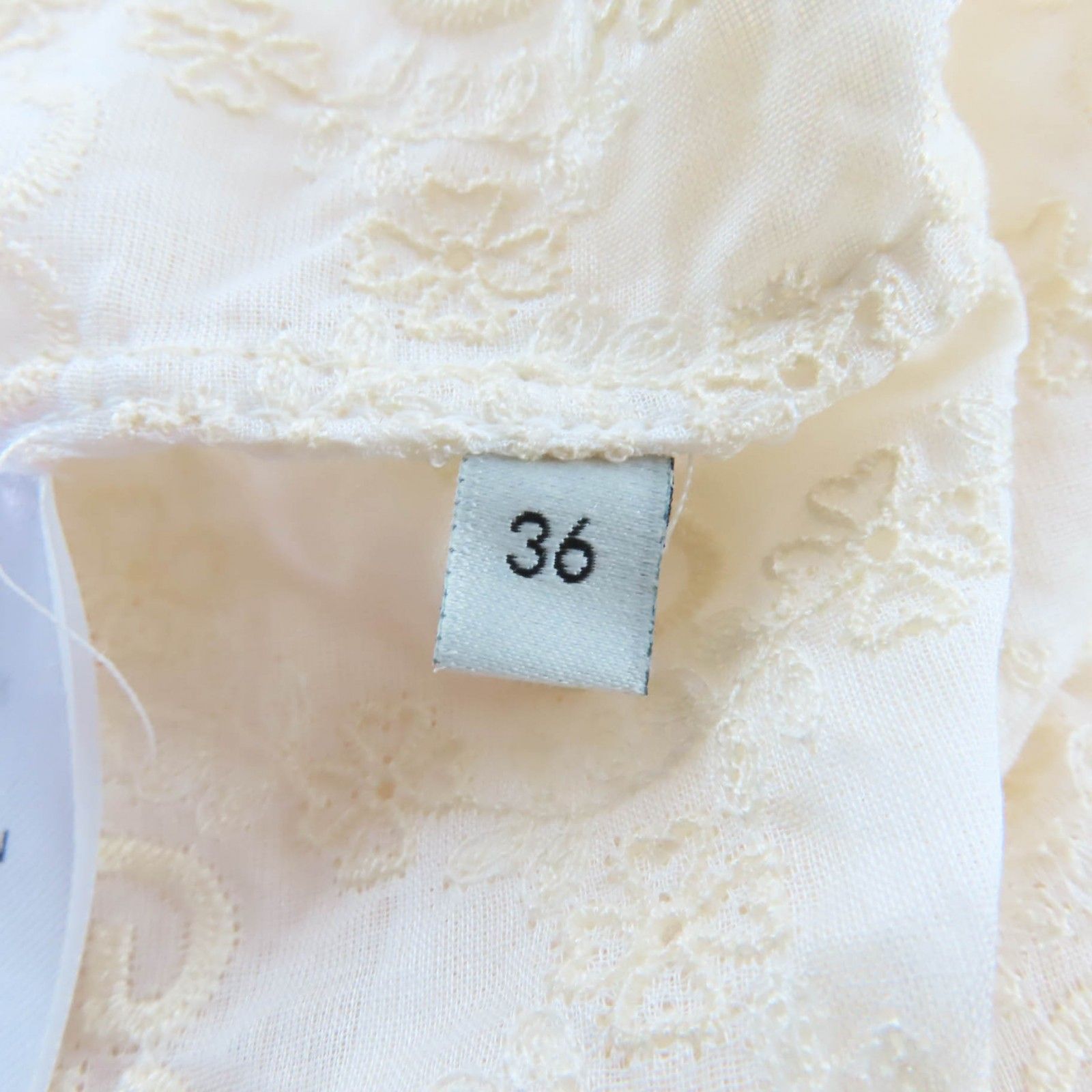 Gucci Cotton GG Flower Embroidered Short Sleeve Shirt Blouse Ivory 36 — view 7