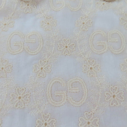 Gucci Cotton GG Flower Embroidered Short Sleeve Shirt Blouse Ivory 36 — view 5
