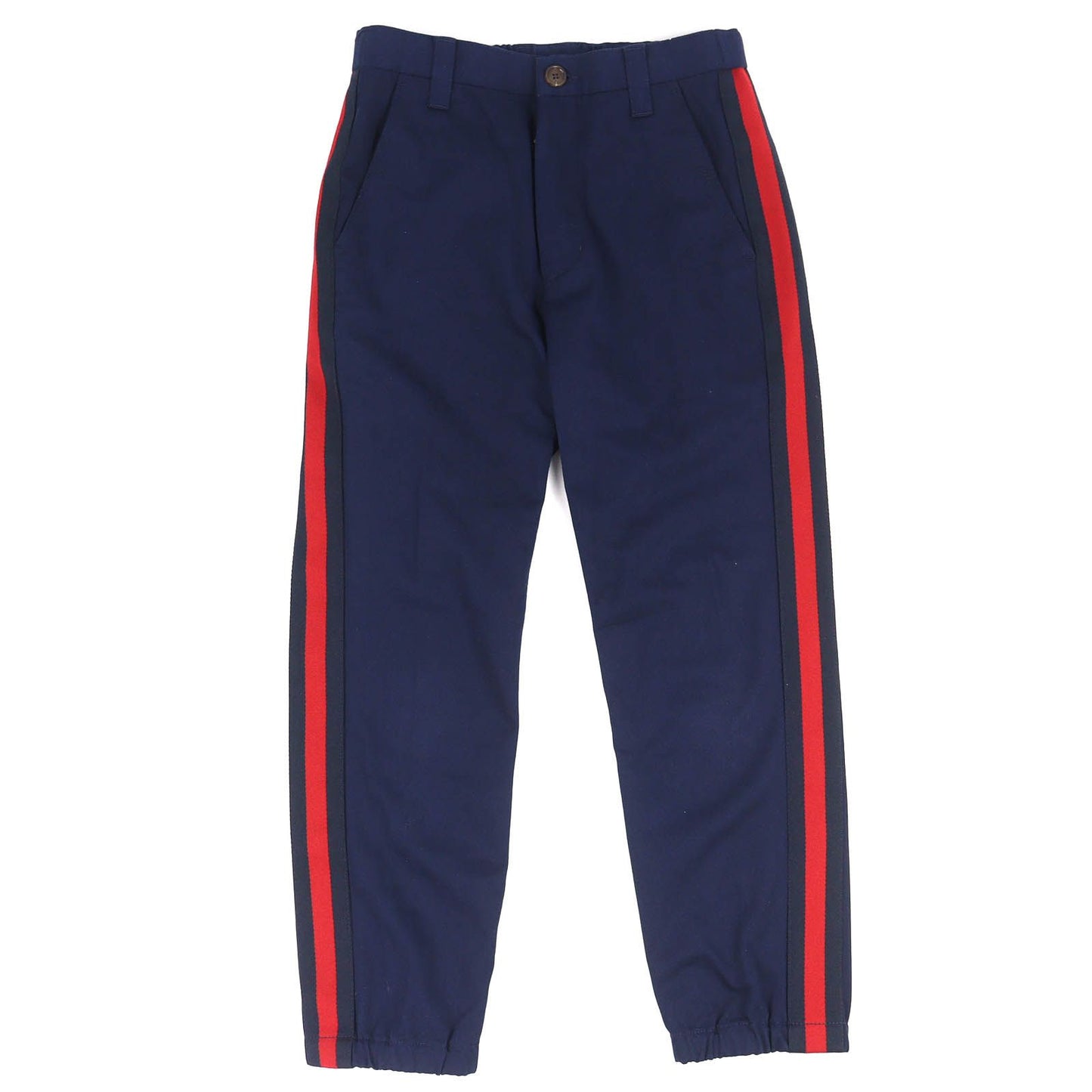 Gucci Cotton 100% Logo Patch Track Pants Navy Red 44