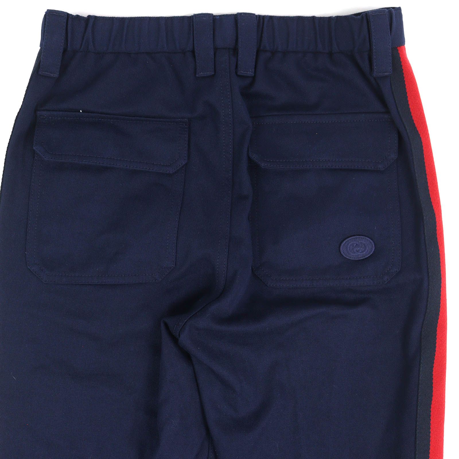 Gucci Cotton 100% Logo Patch Track Pants Navy Red 44 — view 4
