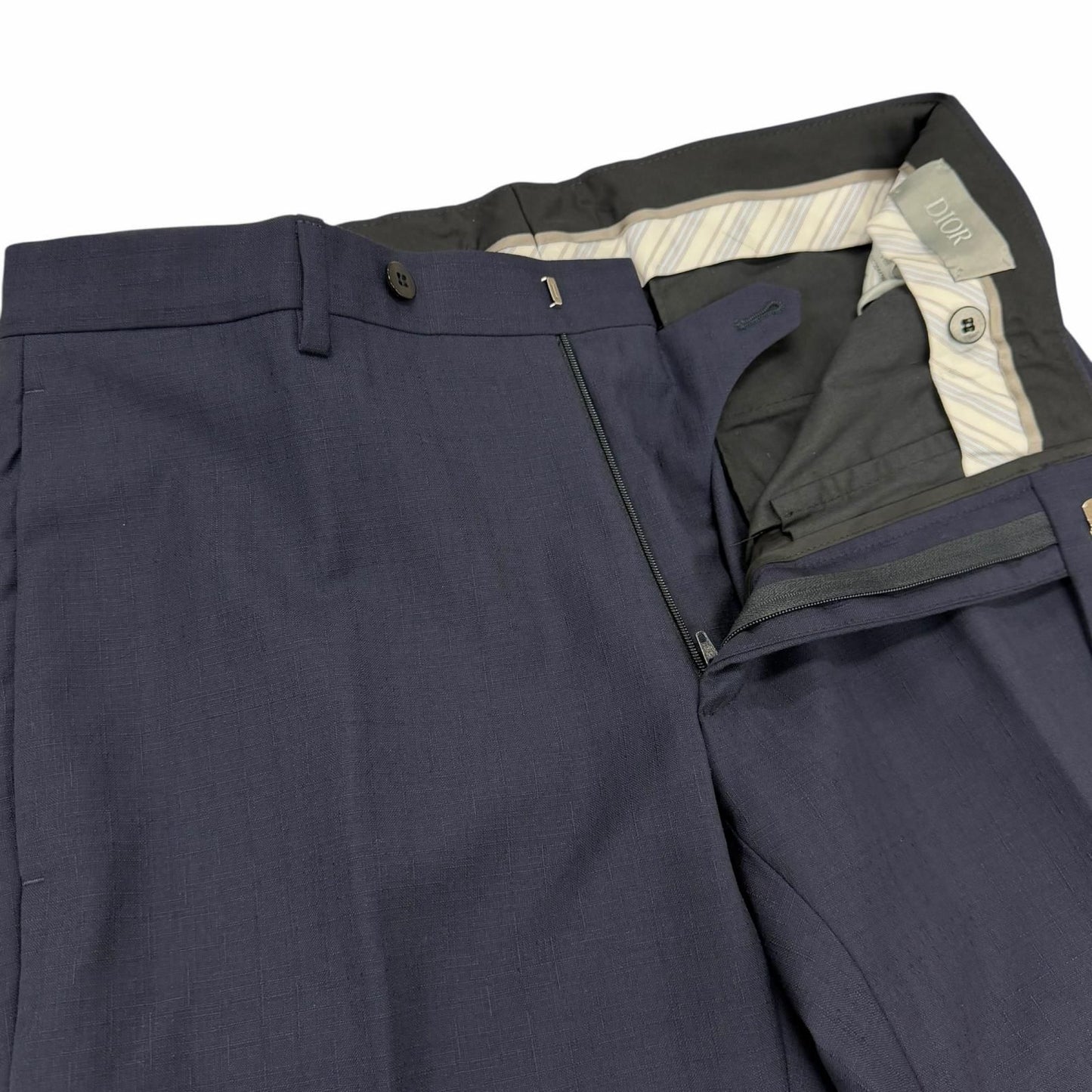 Dior Homme Wool Pleated Pants Trousers Navy 46 — view 3