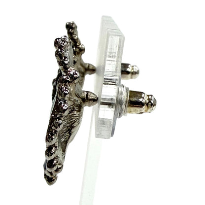 Chanel Camellia Pearl CC Logo Earrings Black Silver — view 2