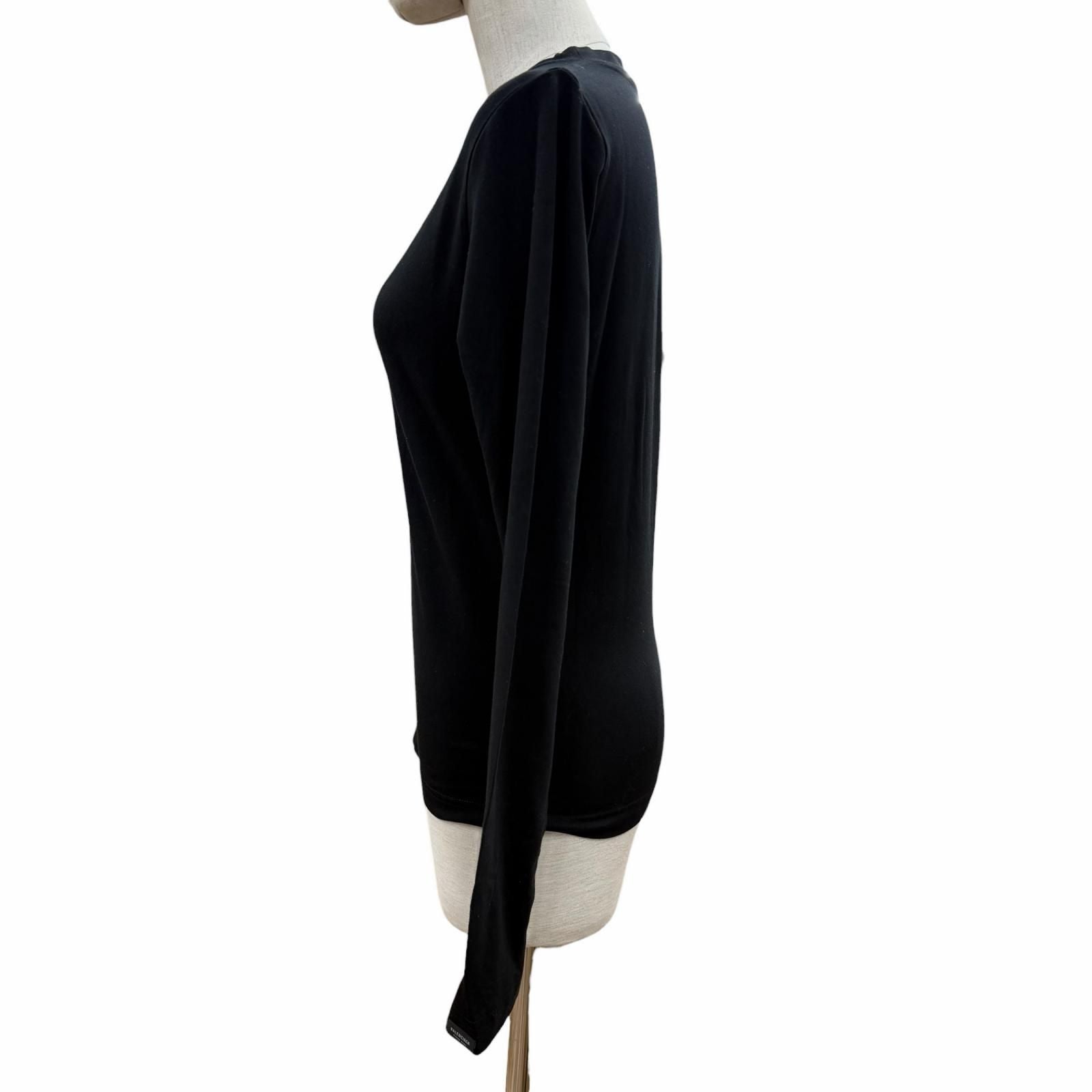 Balenciaga Cotton Stretch Long Sleeve Top Long T-Shirt Black — view 2
