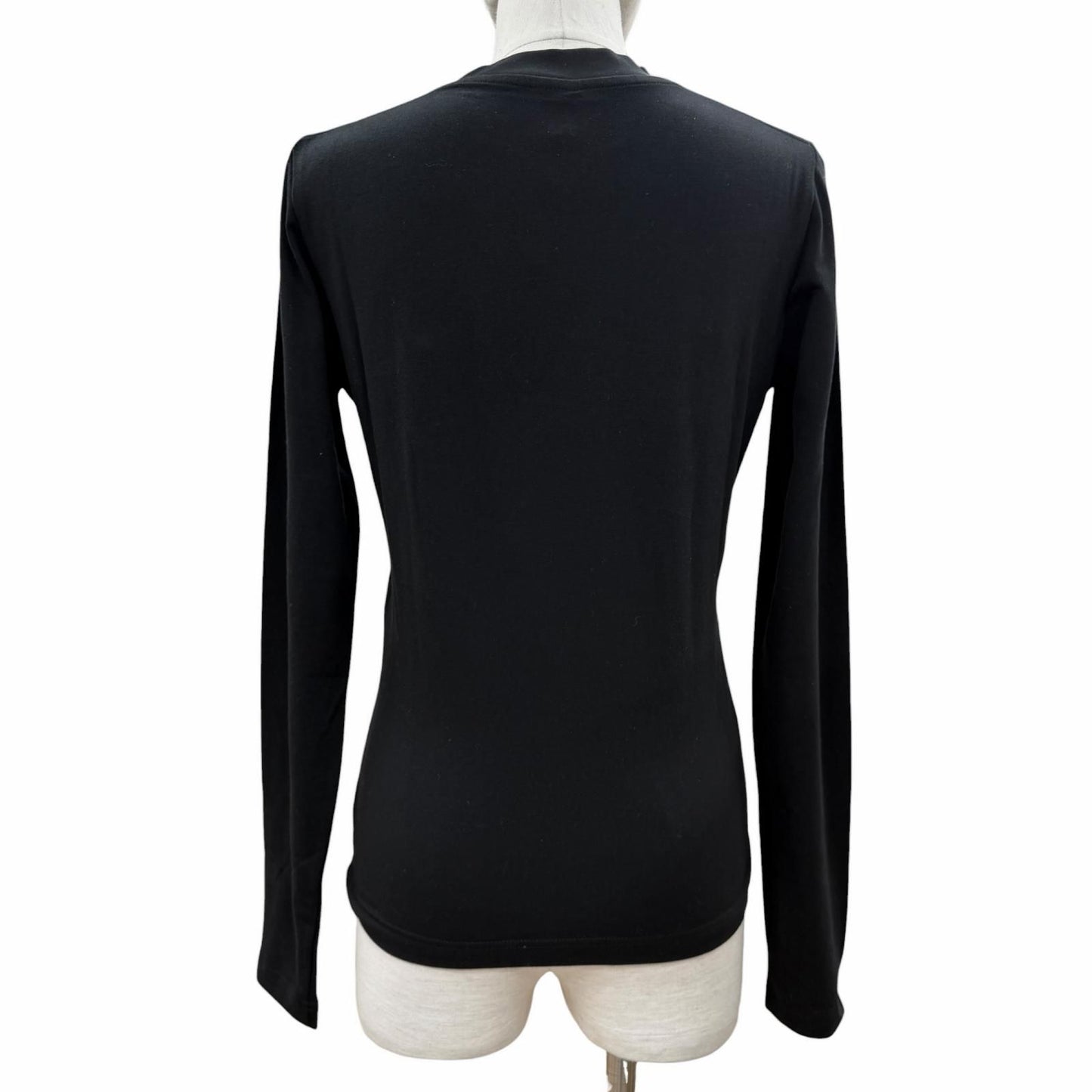 Balenciaga Cotton Stretch Long Sleeve Top Long T-Shirt Black — view 3