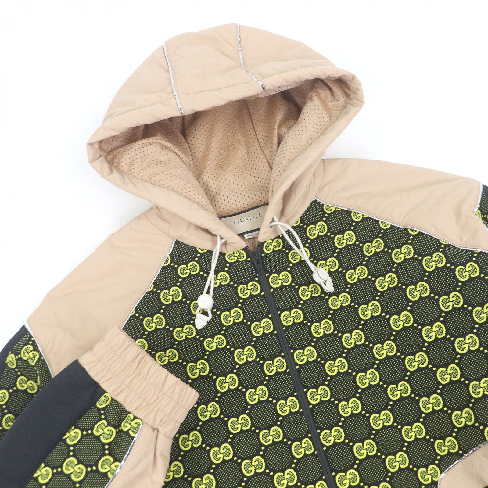 Gucci GG Jersey Zip Hoodie Custom Jacket Beige Navy — view 2