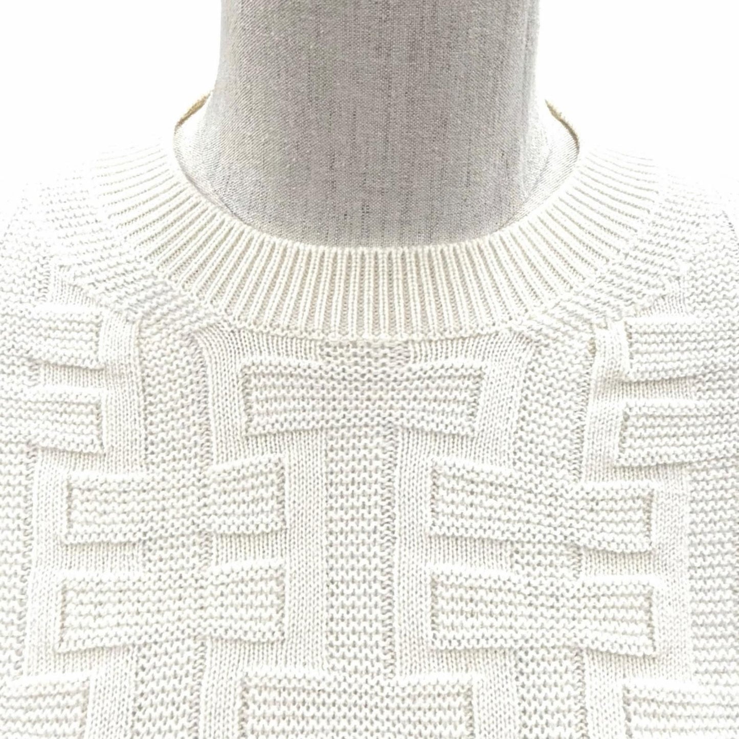 Hermes Ash Virgin Wool 100% Crew Neck Knit Sweater Off White 36 — view 4