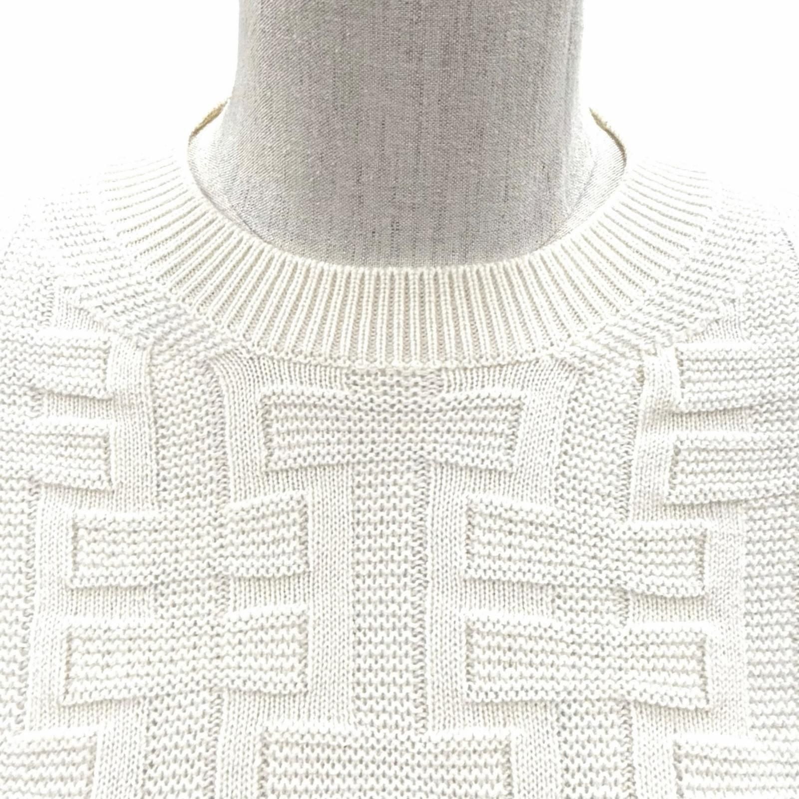 Hermes Ash Virgin Wool 100% Crew Neck Knit Sweater Off White 36 — view 4