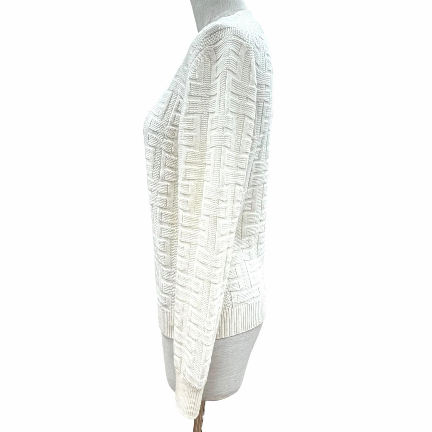 Hermes Ash Virgin Wool 100% Crew Neck Knit Sweater Off White 36 — view 2