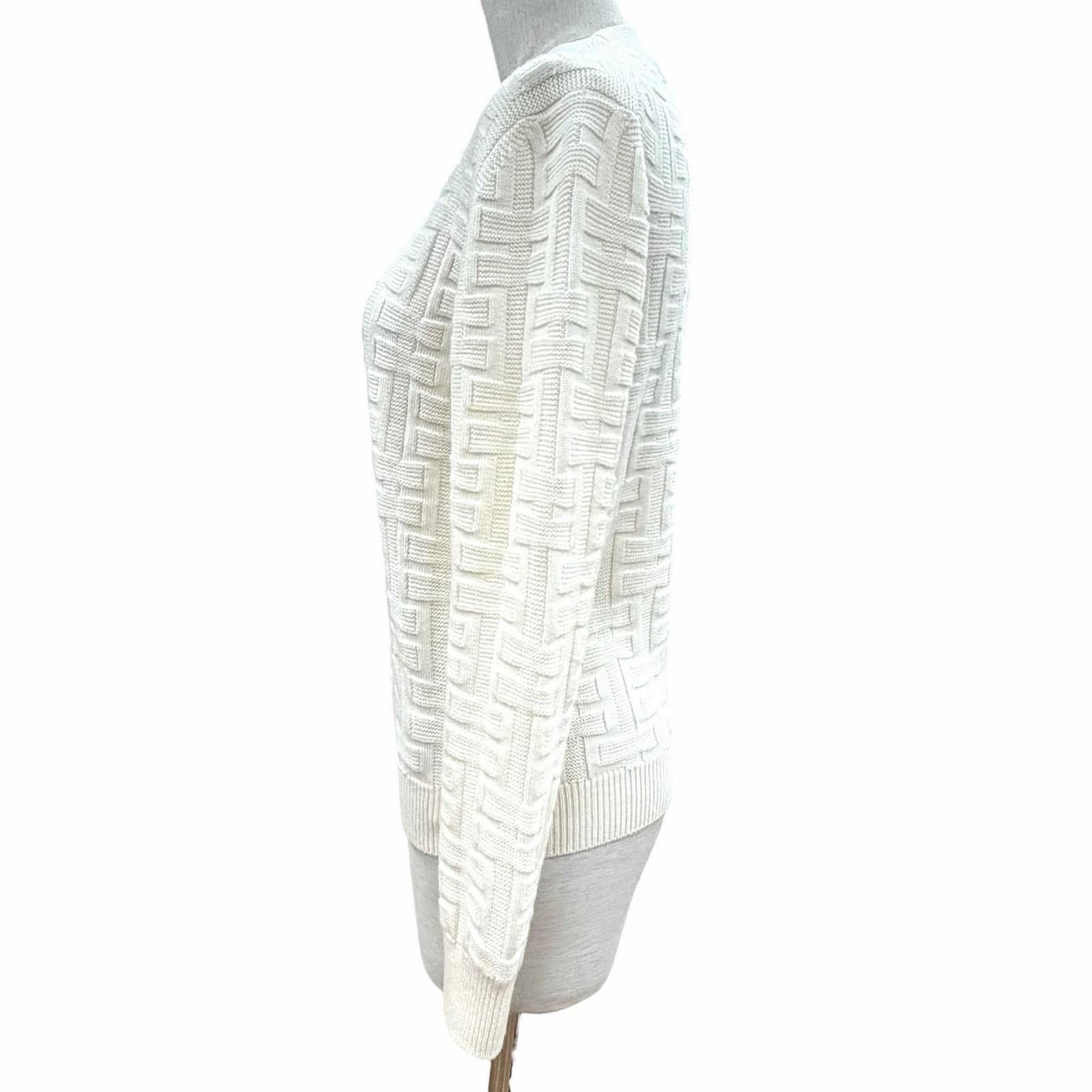 Hermes Ash Virgin Wool 100% Crew Neck Knit Sweater Off White 36 — view 2