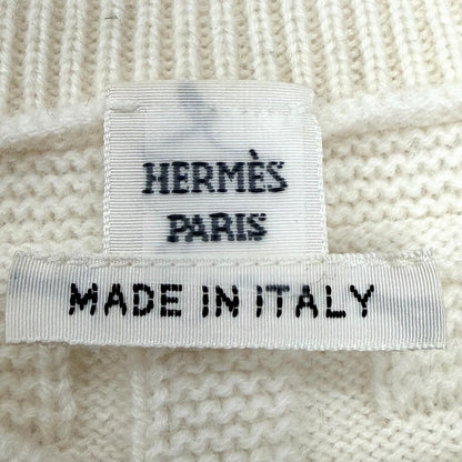 Hermes Ash Virgin Wool 100% Crew Neck Knit Sweater Off White 36 — view 6