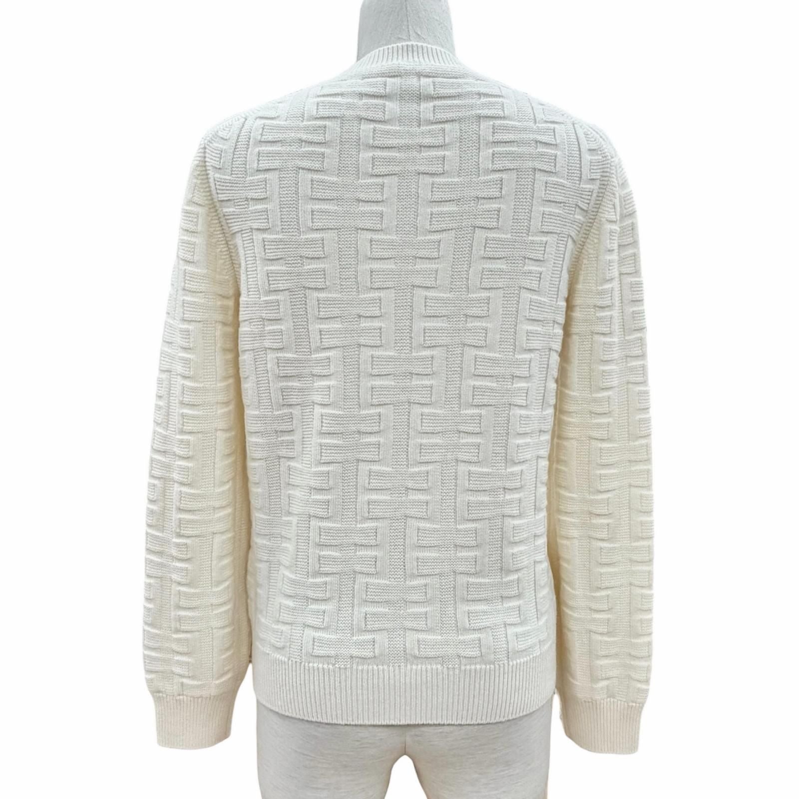 Hermes Ash Virgin Wool 100% Crew Neck Knit Sweater Off White 36 — view 3