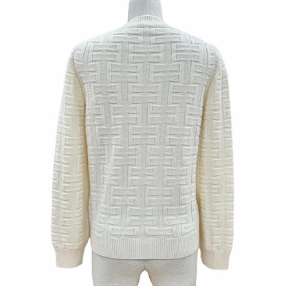 Hermes Ash Virgin Wool 100% Crew Neck Knit Sweater Off White 36 — view 3