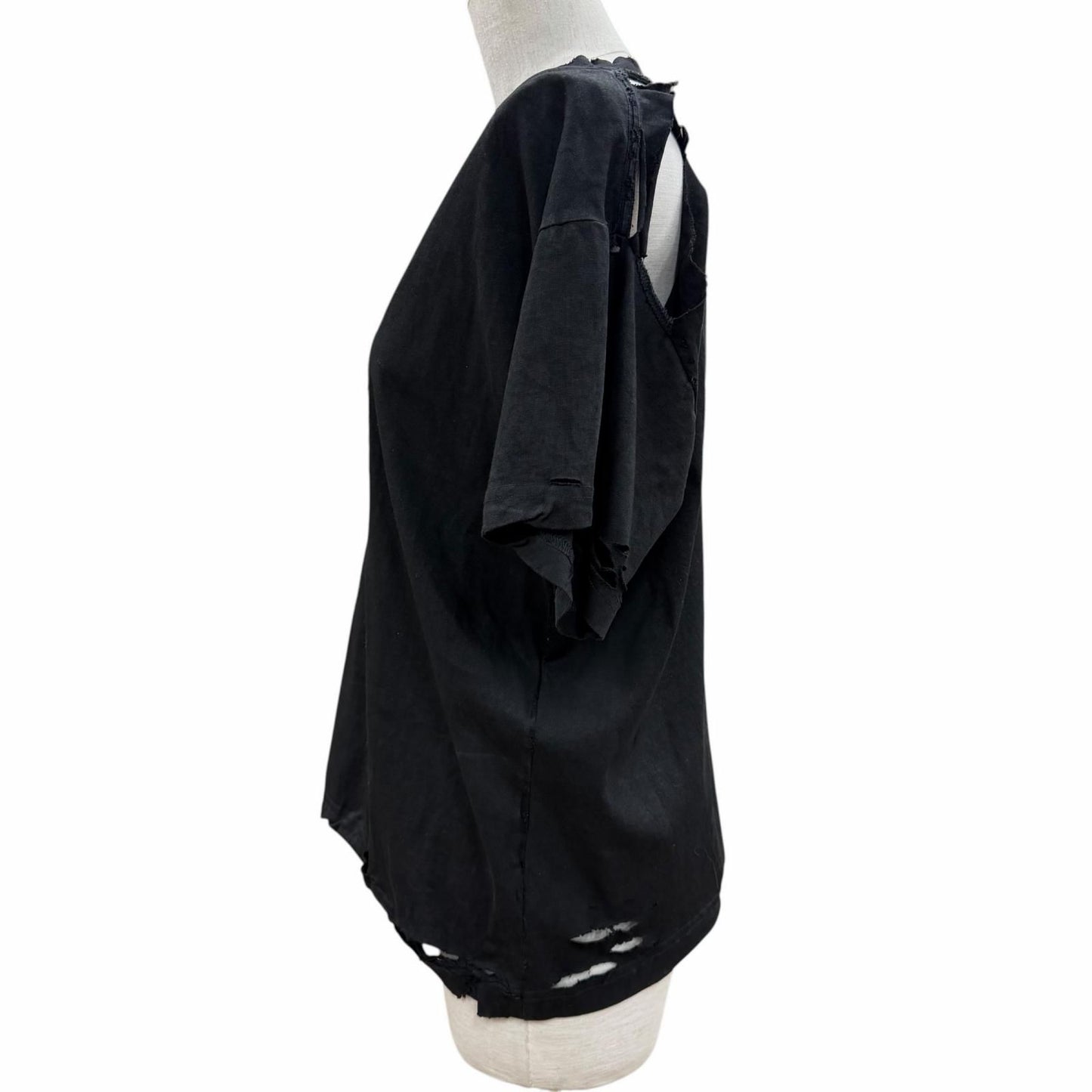 Balenciaga Cotton 100% Emo Team Logo Boxy Destroyed Short Sleeve T-Shirt Black — view 2